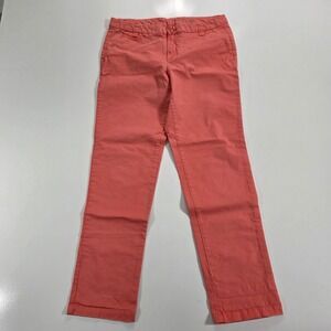 Gap Khakis Women 6 Coral Pink Stretch Chino Pants Straight Leg Mid Rise Casual
